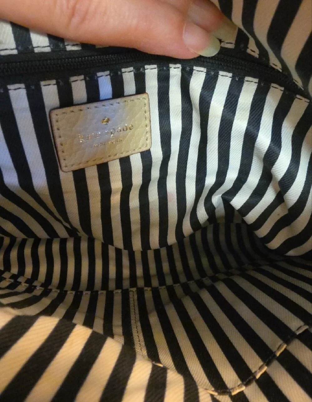 Buttermilk & Black Foldover Leather Southport Avenue Carmen Satchel- Kate Spade